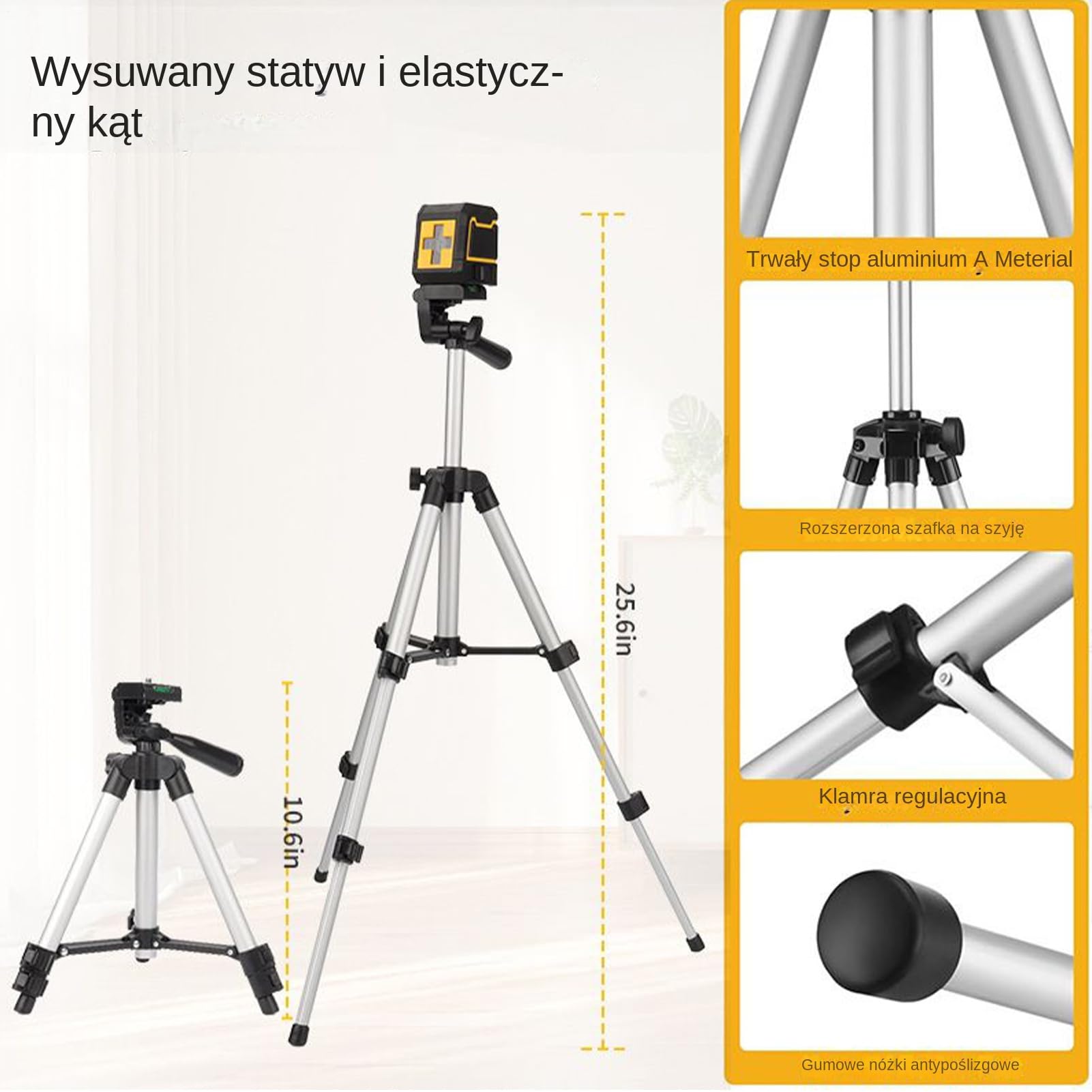Regulowany Krzyżowy Poziom Laserowy | Samopoziomujące Narzędzie Do Wyrównania Ze Statywem - Szybka Instalacja do Wyrównywania w Hydraulice Podłogach Ogrodach Ścianach Oknach na Zewnątrz
