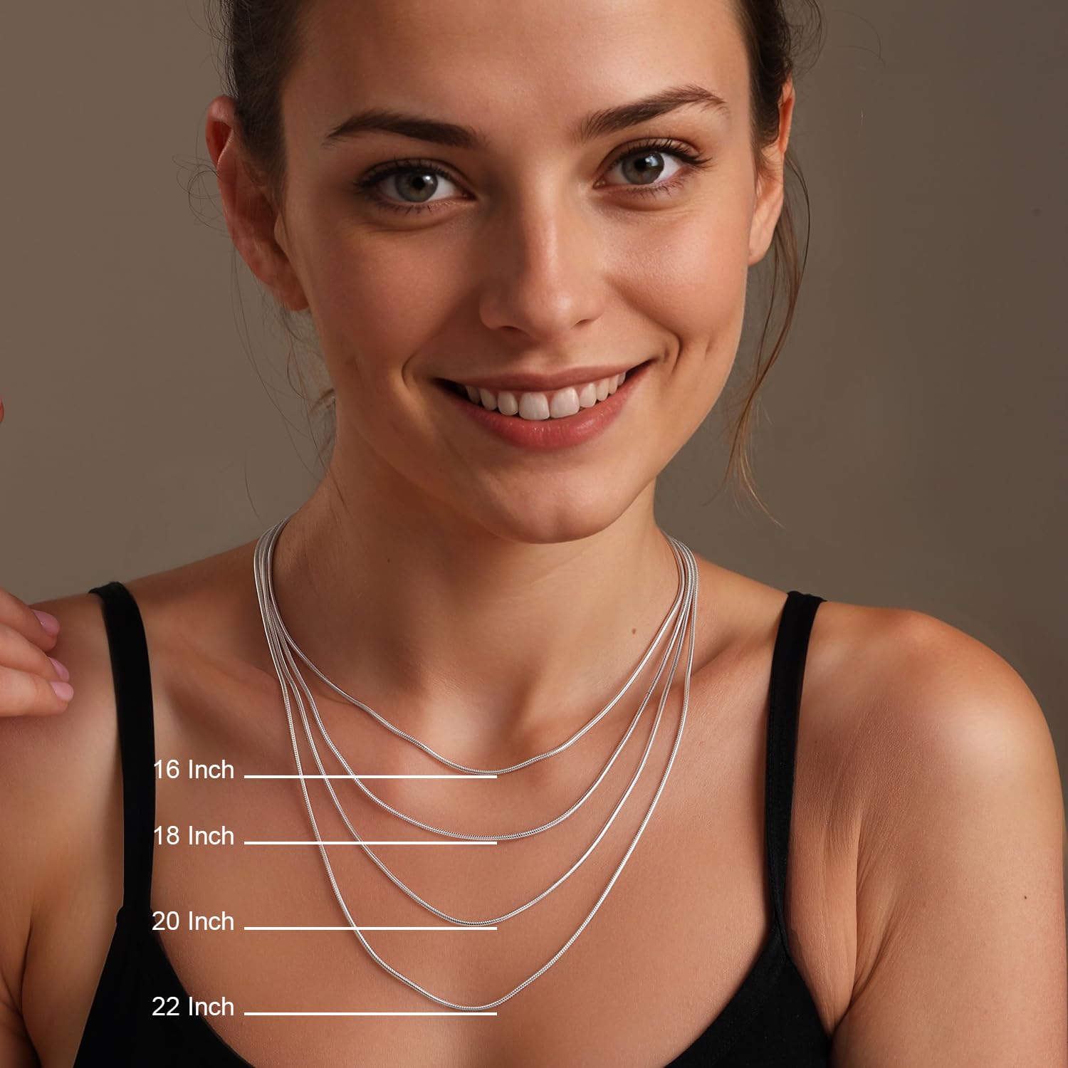 Sterling Silber Italienischer Schmuck 1 mm, 1,50 mm, 2 mm Schlangenkette Halskette für Teenager Frauen und Männer (16, 18, 20, 22 Zoll)