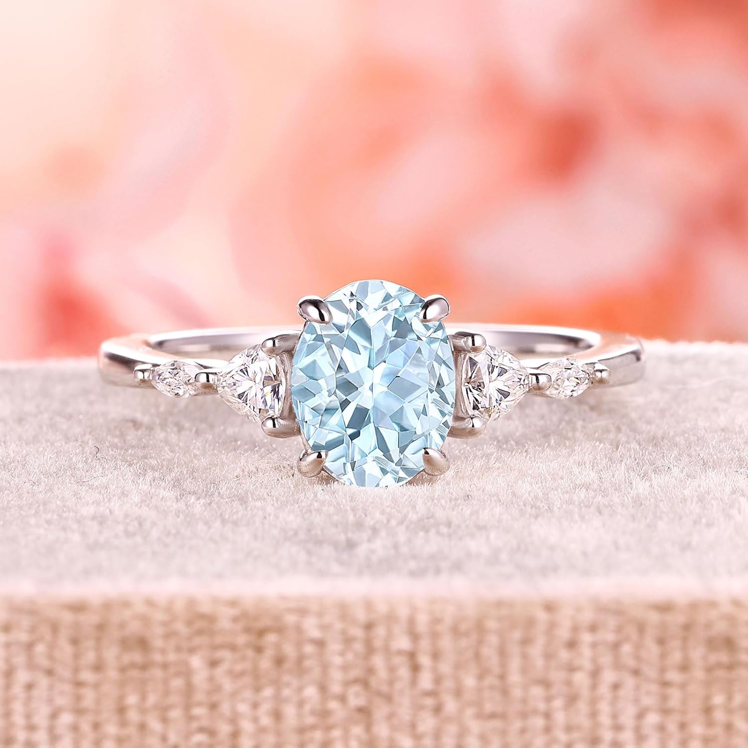 Engagement Ring for Women 14K Gold 925 Sterling Silver 1 1/2CT Oval Cut Monthly Birthstone Promise Wedding Ring Anniversary Christmas Valentine's Day Gift for Girlfriend Wife Mom Size 5 to 12