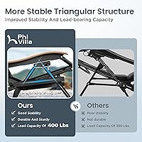 Vista 8 de Phi Villa - Sillón reclinable (tamaño XL, acolchado, gravedad cero, reposabrazos de madera, con soporte para tazas), gris