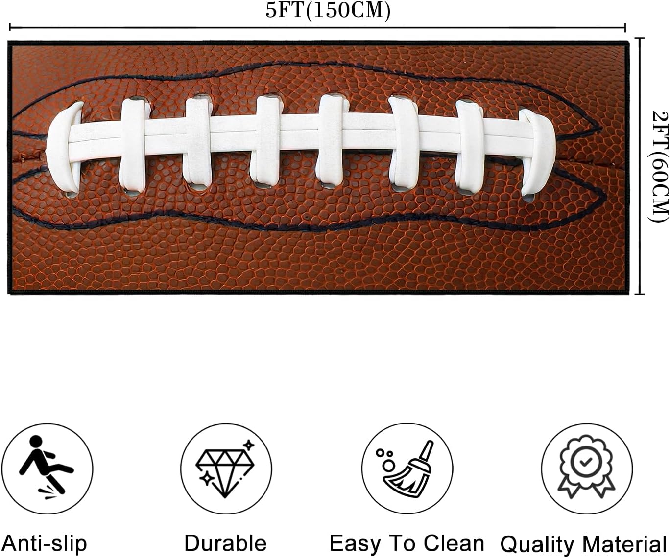 American Football Rug Runner 2x5 Bathroom Rug Ultra-Thin Throw Carpet Washable Kitchen Rugs Sports Hallway Runners Non Slip Floor Accent Carpet for Entryway,Bathroom,Bedroom Entry,Laundry,Red White