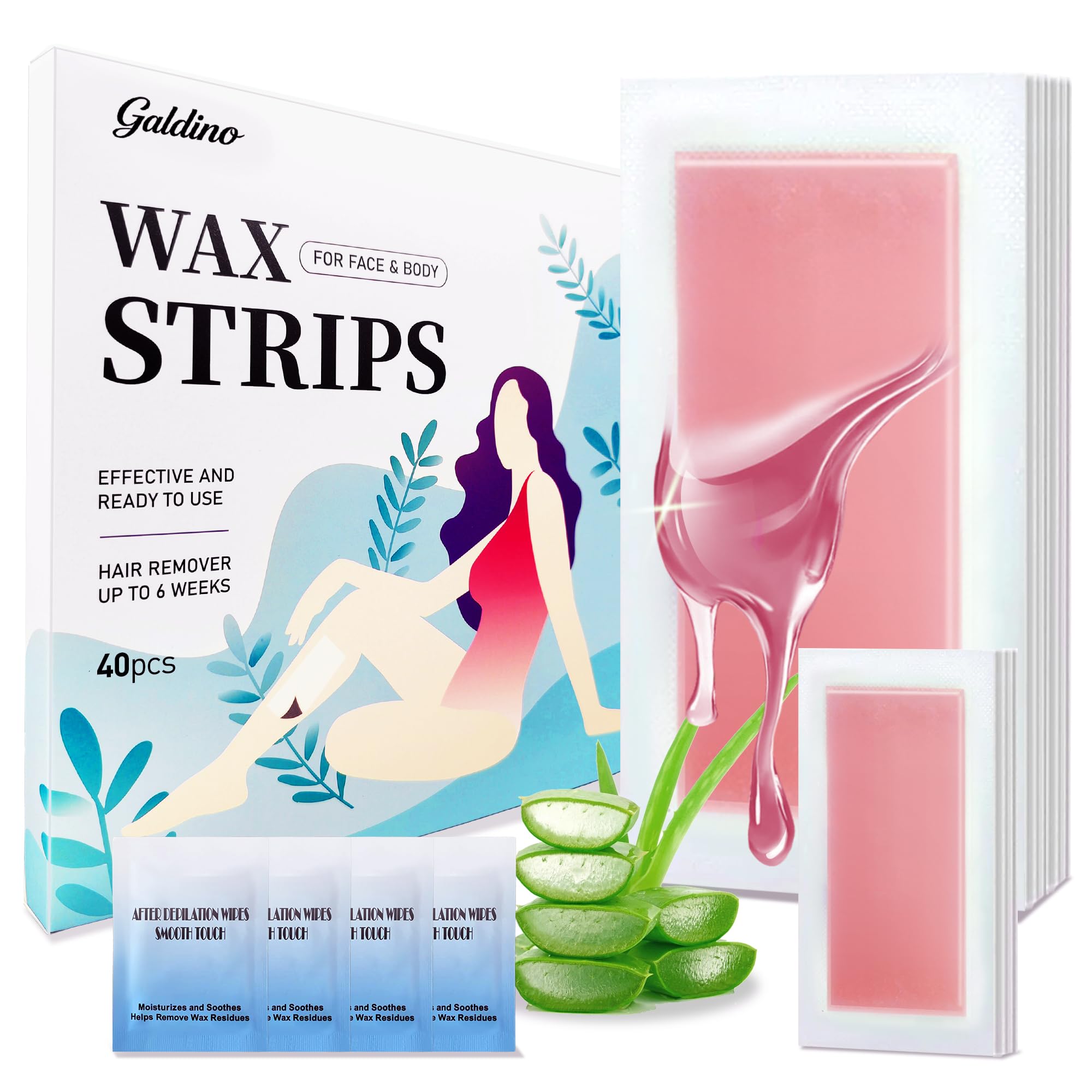 40 Pcs Wax Strips For Face & Body, Waxing Strips For Hair Removal