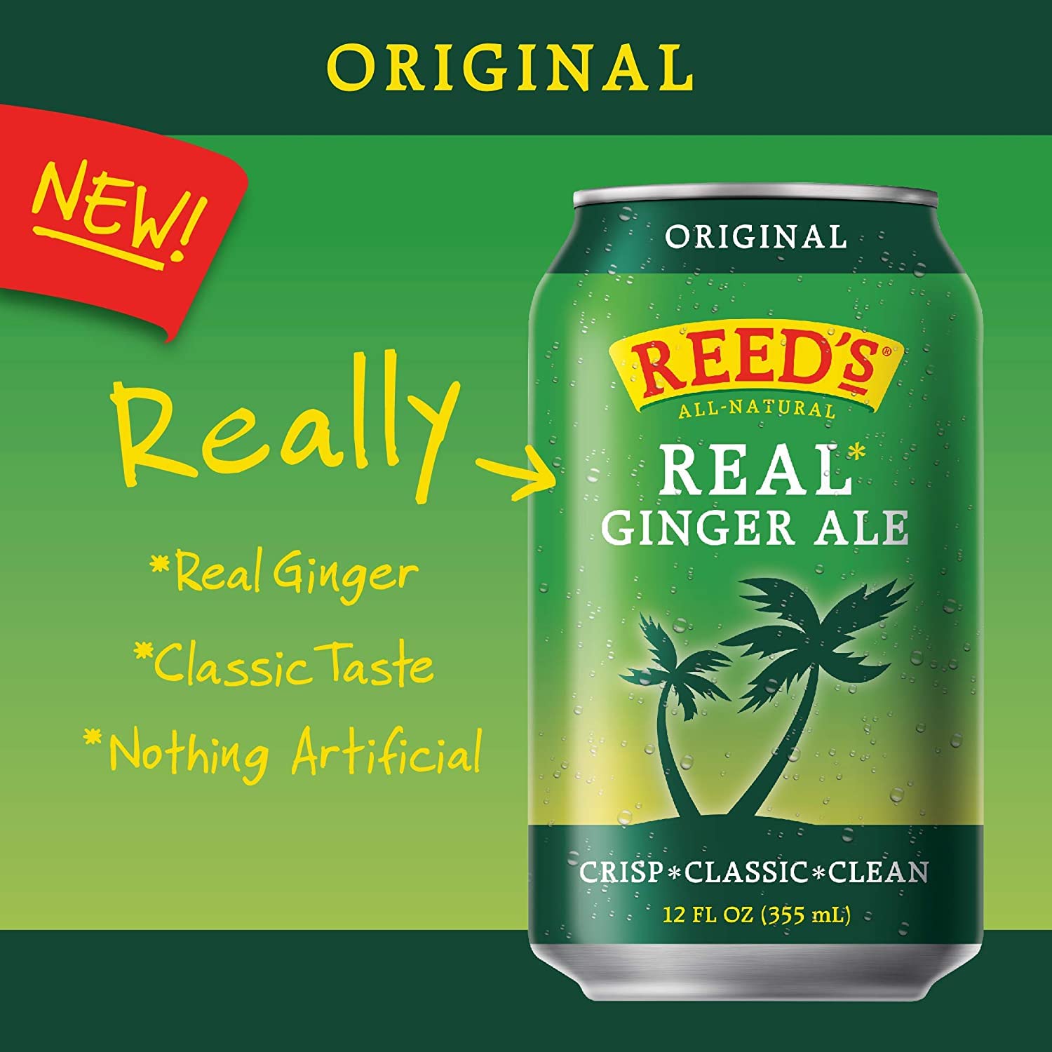Reed's Real Ginger Ale, All-Natural Classic Ginger Ale Made with Real Ginger (24pack- 12oz cans)