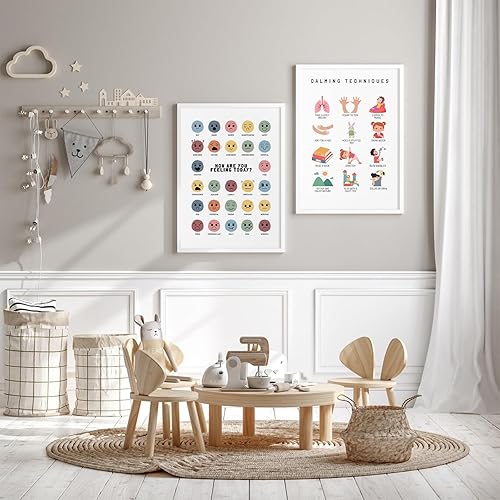 Miniatura 5 de Cuadro de sentimientos para pared, lienzo de emociones tranquilas, decoración de pared para niños, impresiones de salud mental, arte de pared,