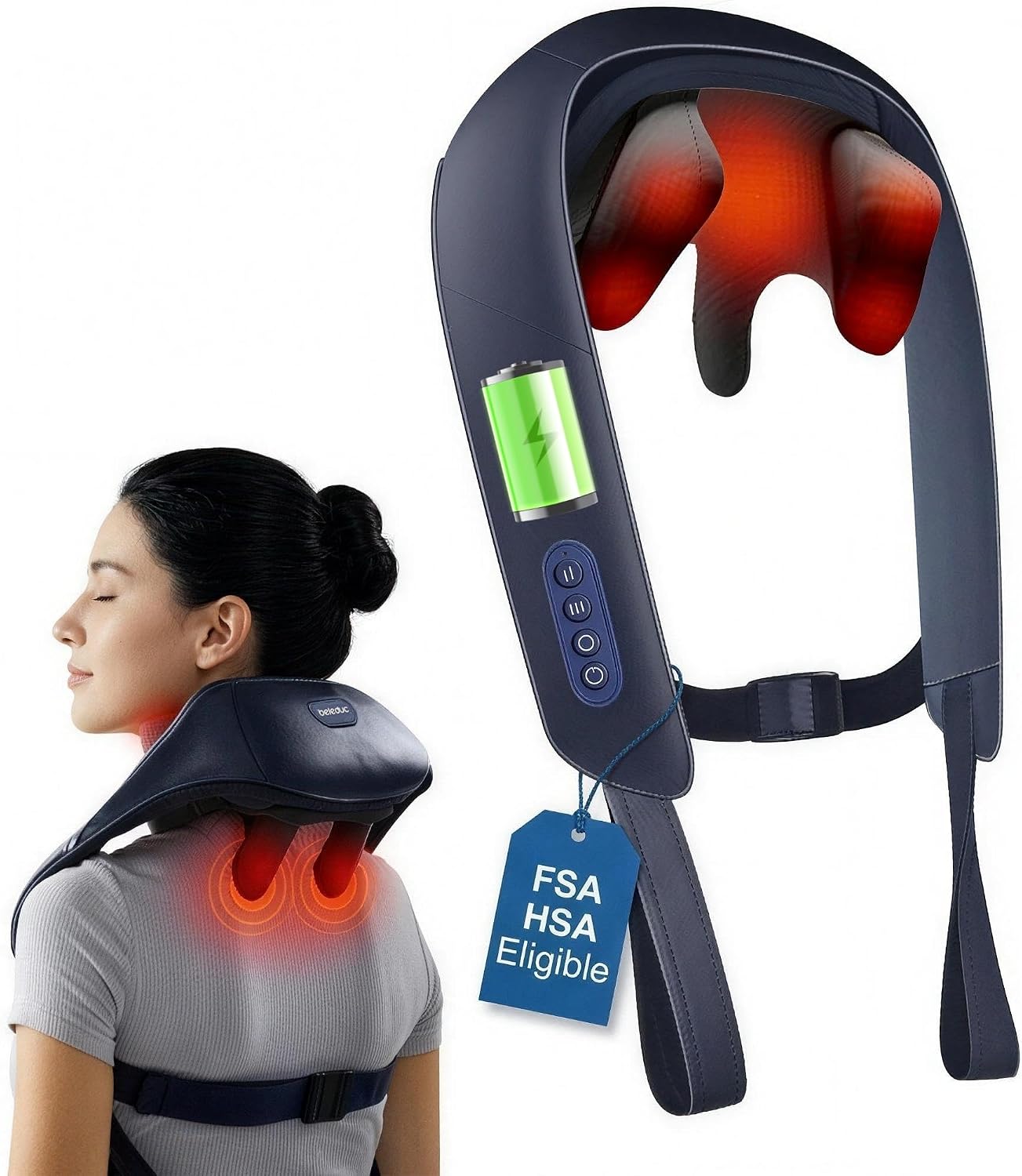 Beleduc Cordless Neck Massager with Heat,FSA Eligible HSA