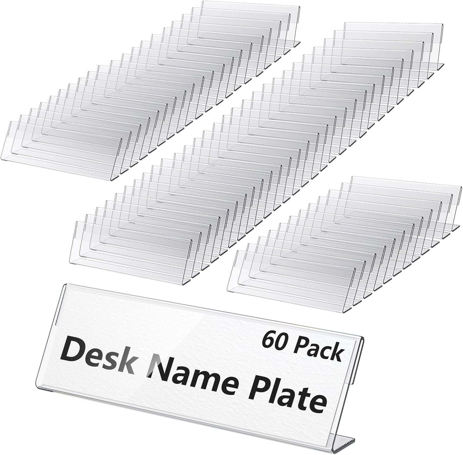 60 Pcs Acrylic Name Plates for Desk 2 X 8 Inches Name Tents for Classroom License Label Holder for Back to School Classroom Office Conference Business Meeting Table Display (60)
