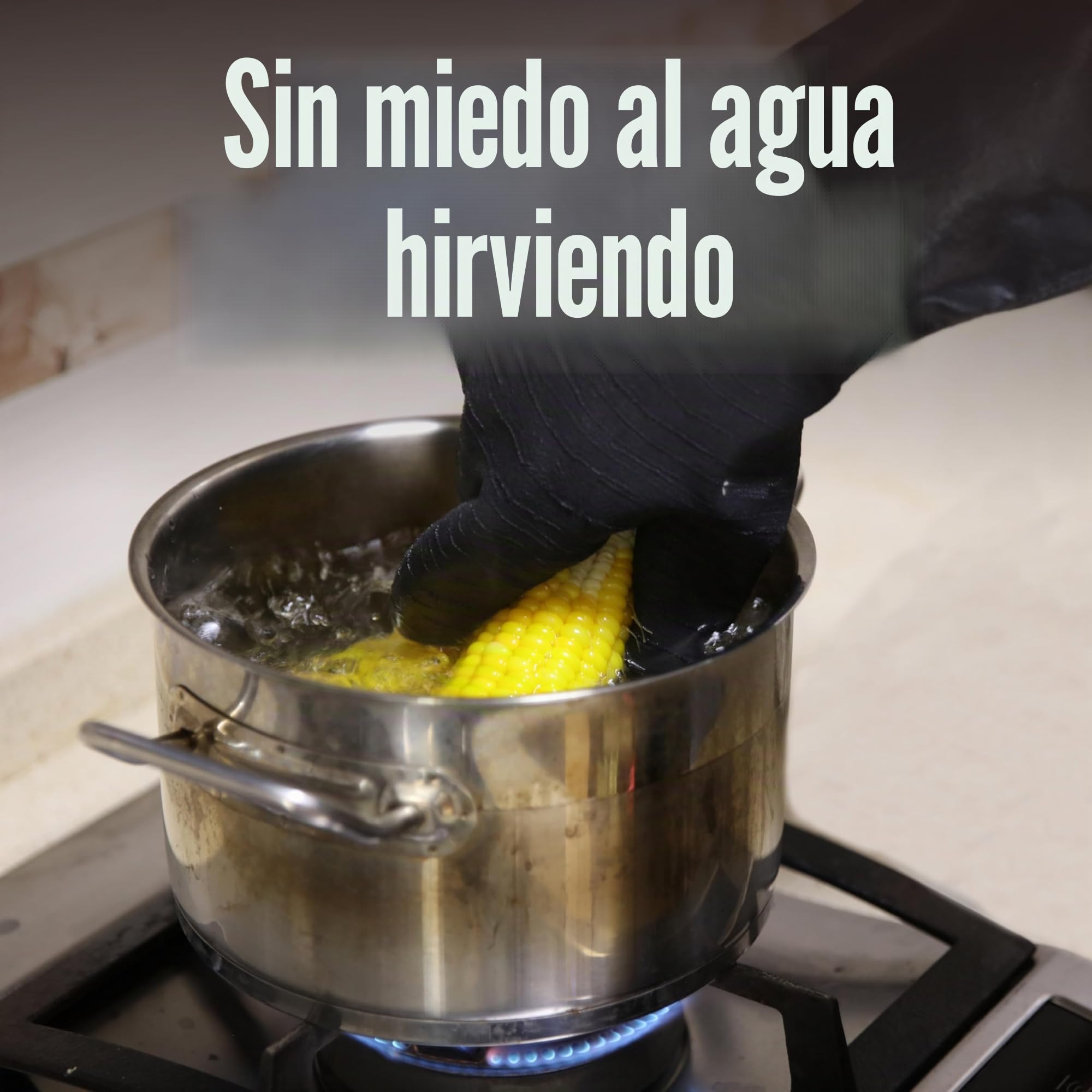 RAPICCA BBQ Parrilla Guantes para Horno, Ahumador Resistente Al Calor, Guantes para Cocinar Barbacoa, Parrilla, Impermeable, Ignífugo, Revestimiento de Neopreno Resistente al Aceite Tamano XL 43.2cm