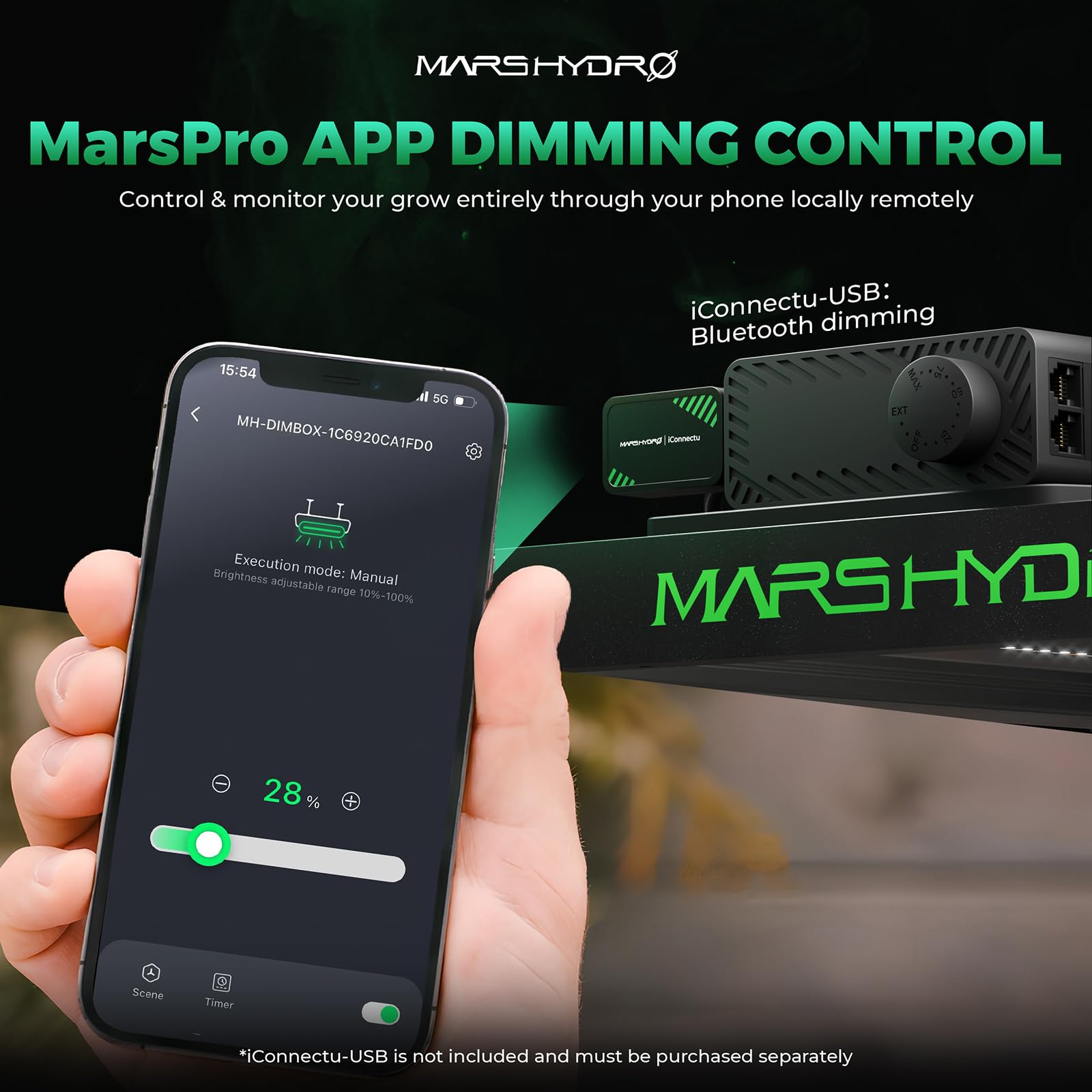 MARS HYDRO Kontroler iConnectu 2025, do nowych wersji lamp wzrostu LED FC, FC-E i SP3000, Bluetooth USB obsługuje urządzenia systemu Smart Grow, sterowany aplikacją WiFi