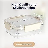 Vista 4 de YSSOA Recipiente de almacenamiento de alimentos para todas las temperaturas, recipientes de vidrio para preparación de comidas con tapas, sin BPA