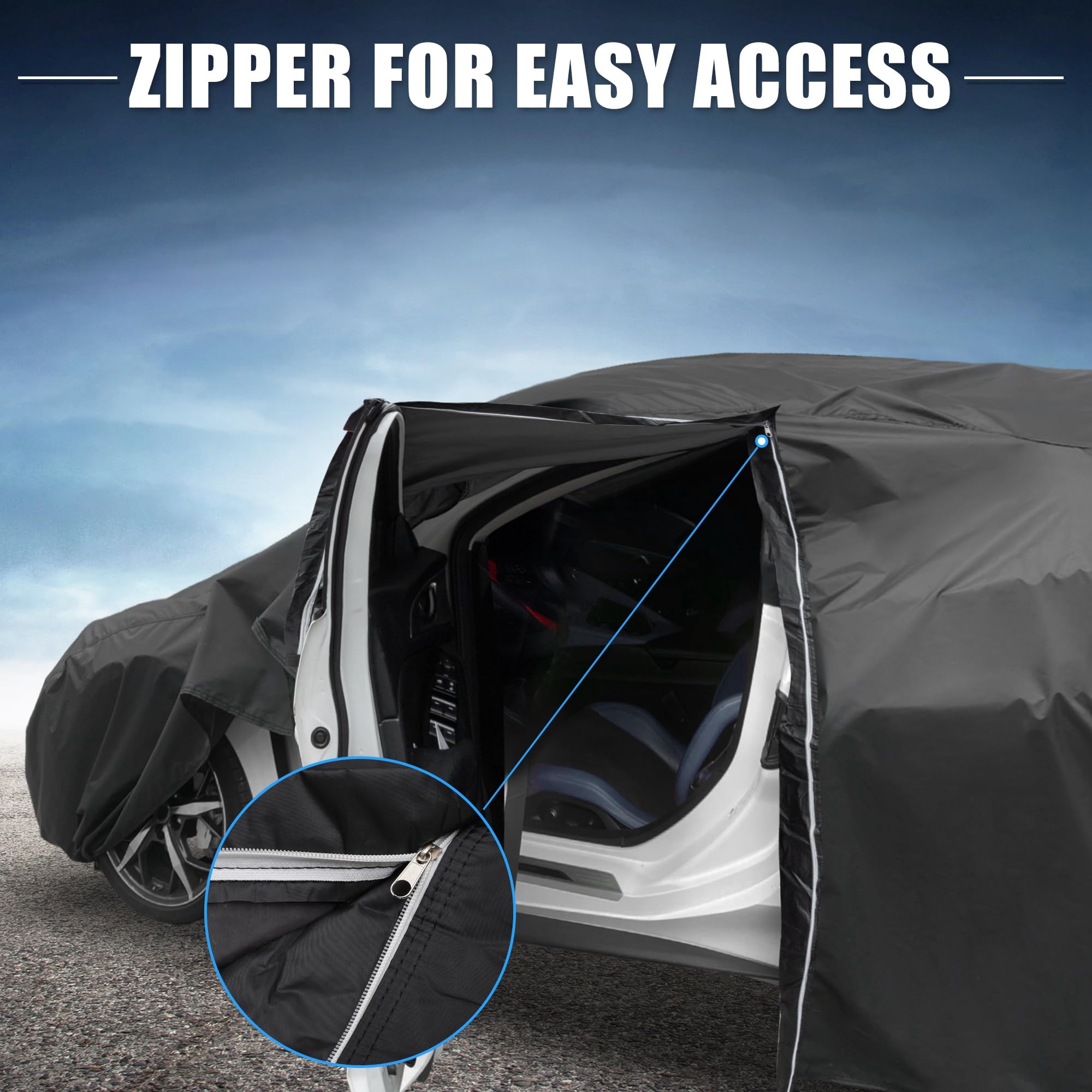 X AUTOHAUX Car Cover for Toyota Camry 2007-2022 210D-PU Outdoor Full Car Cover All Weather with Door Zipper — view 6