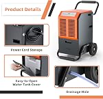 COSTWAY 163 Pints Commercial Dehumidifier, 4500 Sq.Ft Industrial Dehumidifier with Drain Hose, 24H Timer, for Basement, Warehouse, Job Site (Orange) | 4500 Sq.Ft Crawl Space Dehumidifier with Drain Hose, 24H Timer, for Basement, Warehouse, Job Site