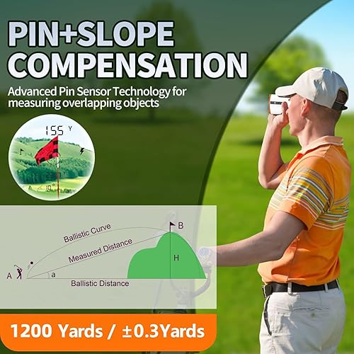 Miniatura 2 de Golf Rangefinder with Slope - 7X Magnification 1200 Yards Waterproof Laser Golf Rangefinder with Magnet - Flag Lock Vibration Rechargeable