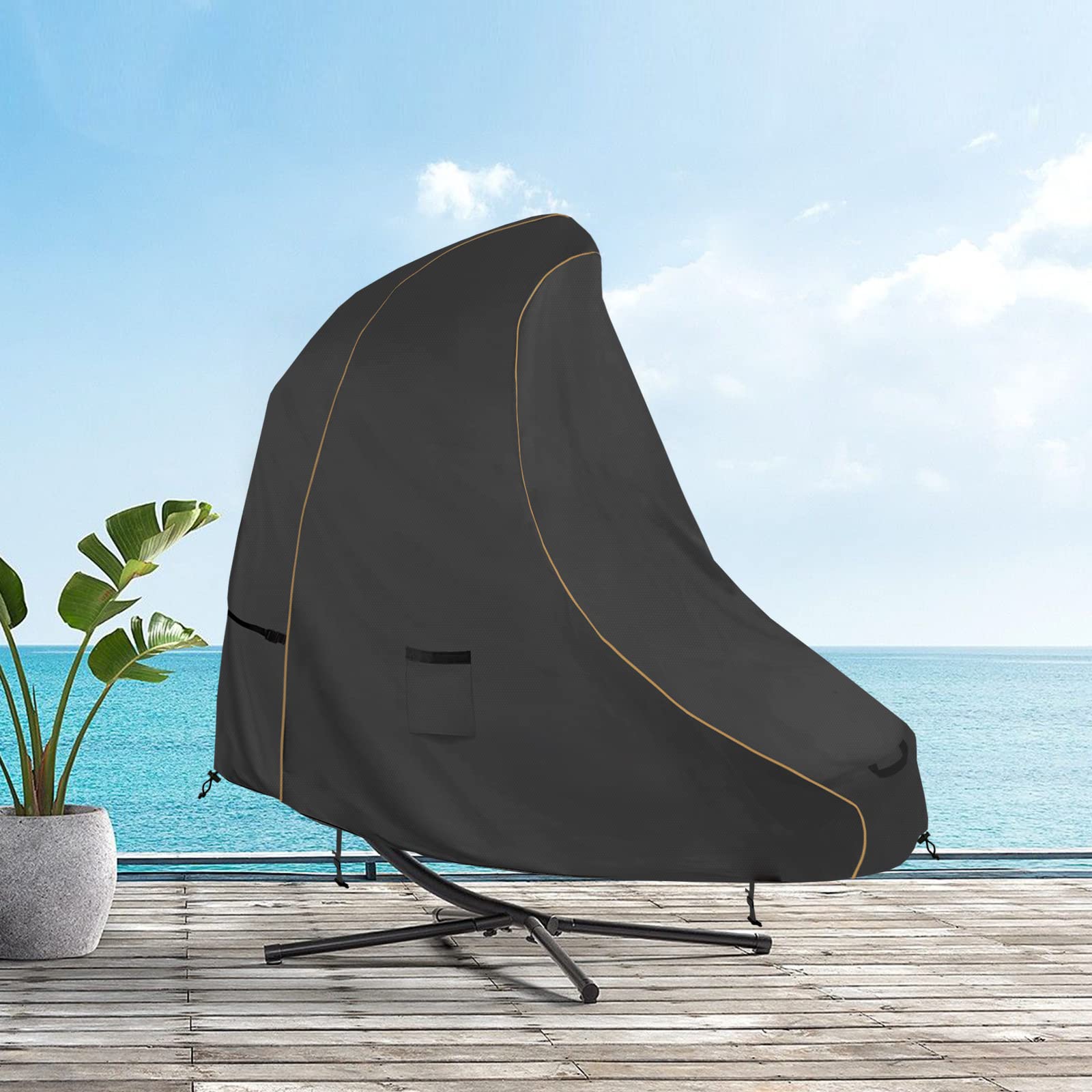 Bitubi Housse de chaise longue suspendue de 185 cm – Toile robuste 600D imperméable en acier incurvé pour extérieur