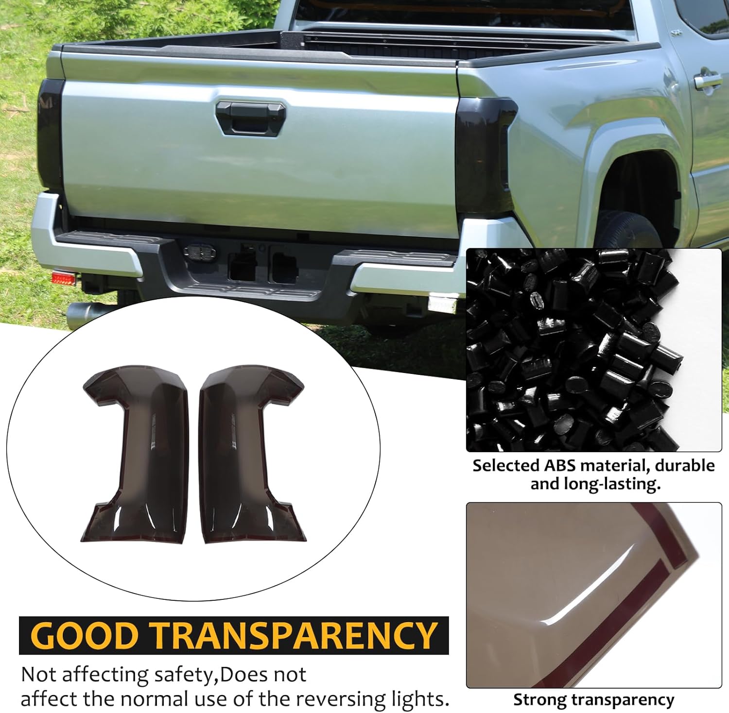 Daeiclru Car Tail Light Lamp Cover Compatible with Toyota Tacoma 2024 2025 2026, Smoked Taillight Shell Trim Cover Rear Taillight Protection Cover Exterior Accessories