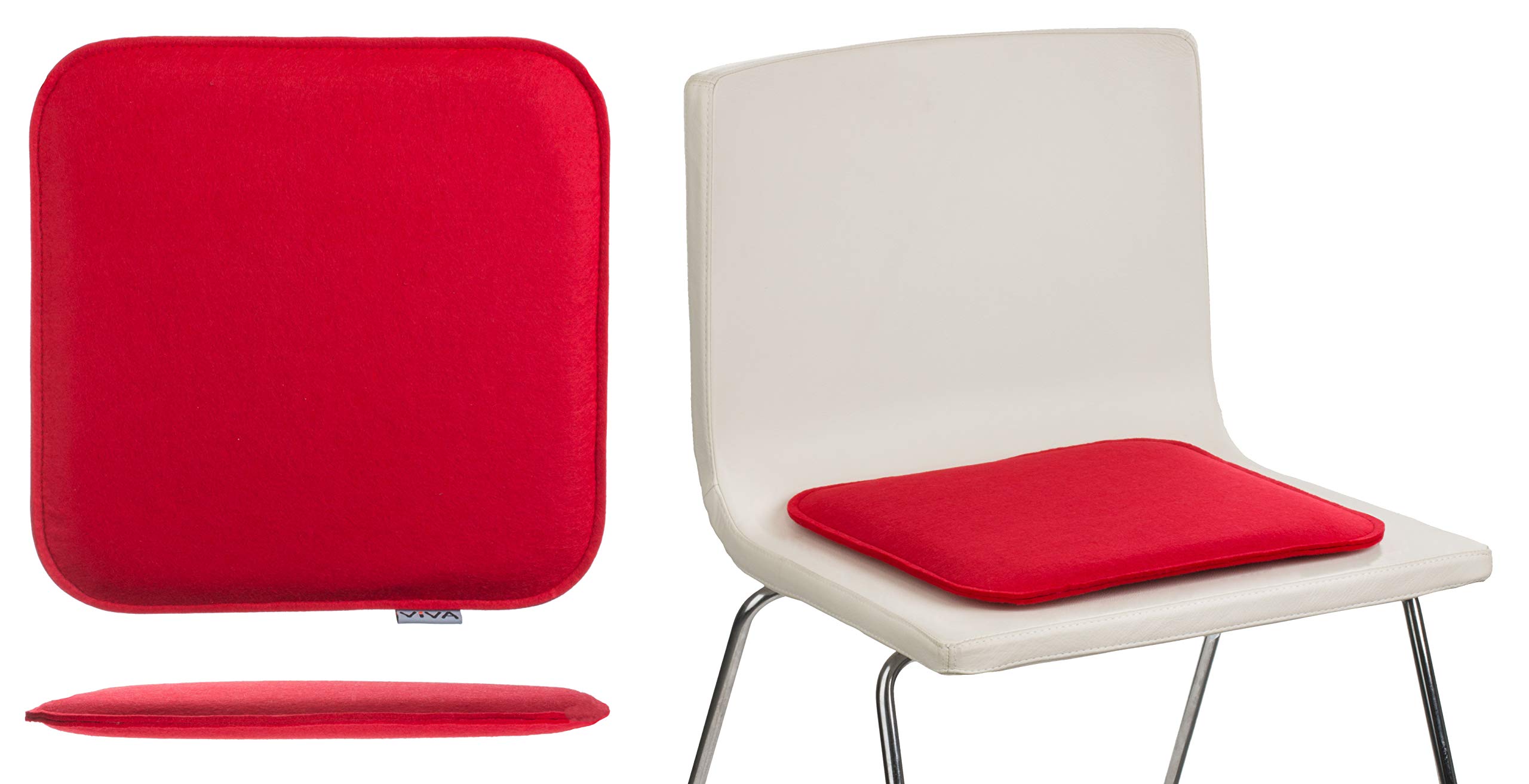 Brandsseller Lot de 8 Coussins d'assise en Feutre 35 x 35 x 2 cm – Galettes de Chaise carrées et Robustes pour l’intérieur et l’extérieur, Assise rembourrée Confortable - Rouge