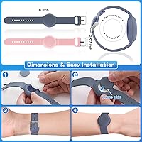 Vista 6 de Pulsera impermeable compatible con funda Airtag para niños (paquete de 2), pulsera de silicona suave oculta, rastreador GPS ligero compatible