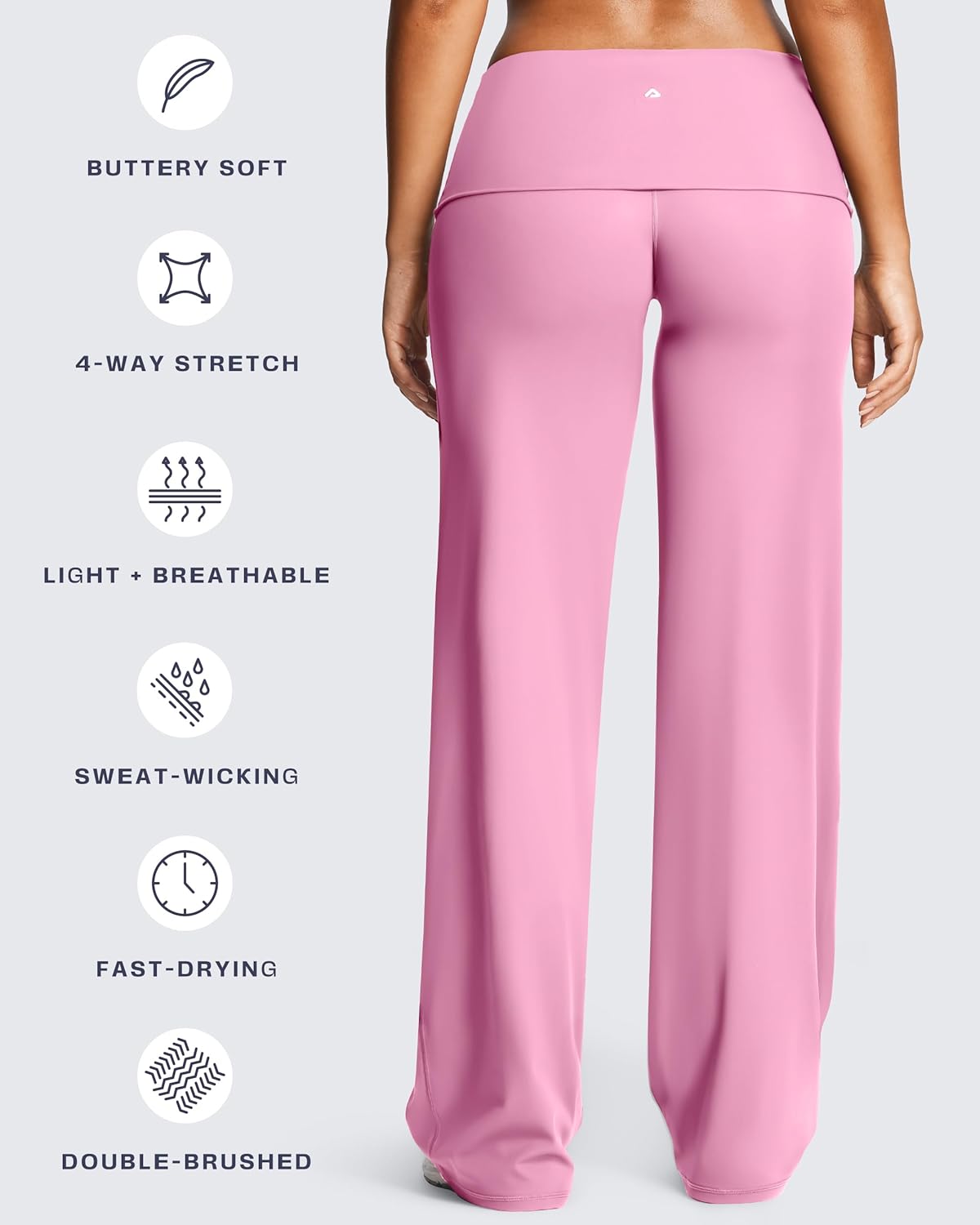 Aoxjox Women's Workout Athlenza Fold Over Waist Straight Leg Bottoms Lumastretch™ Gym Yoga Pants 31"/33"/35" - Image 5