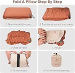 Naturehike Camping Pillow with Memory Foam, Self-Inflating Portable Pillow, Camping Essentials, Ergonomic for Neck Support, Travel Pillows for Camping, Airplanes, Hiking, Backpacking, Hammock