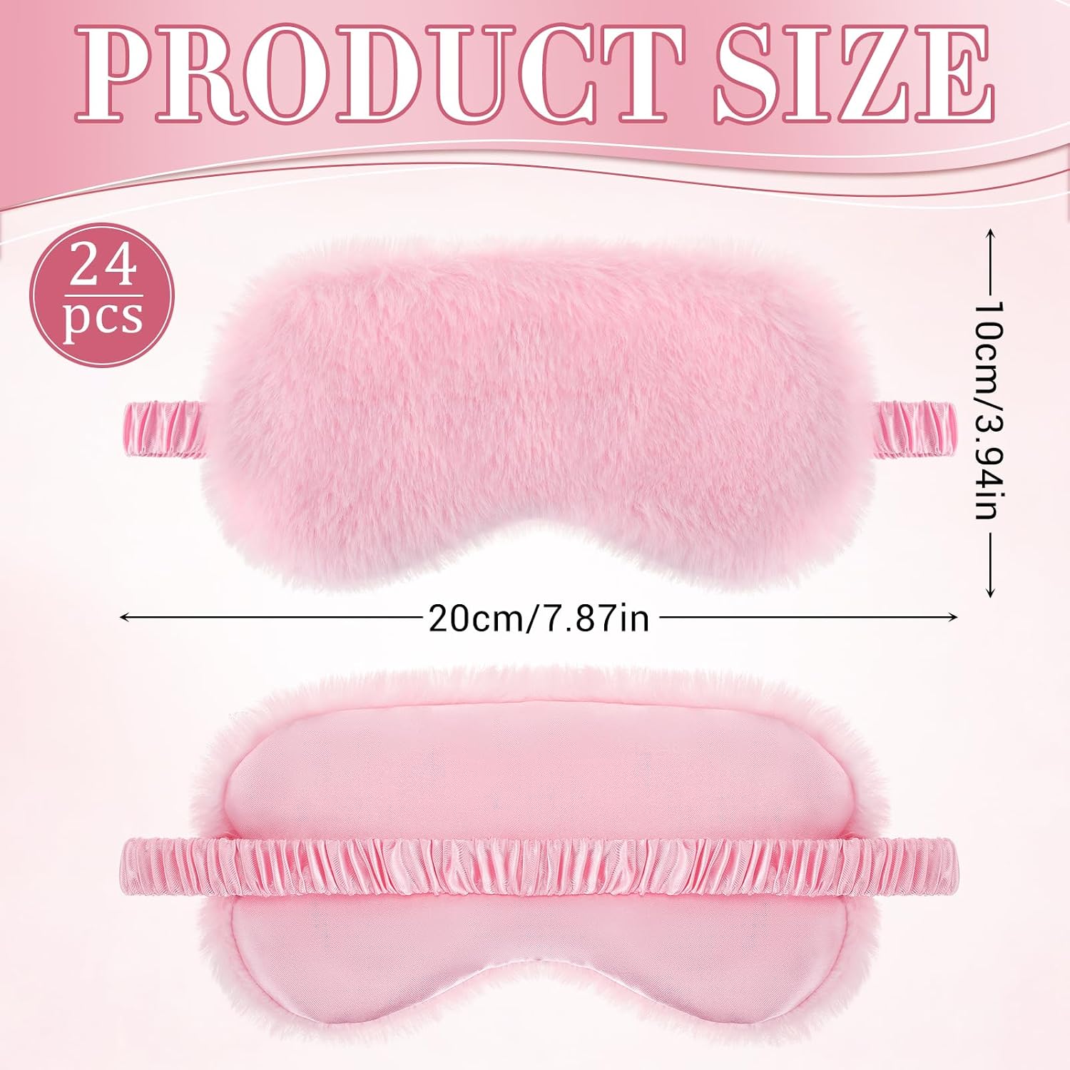 24 Pcs Plush Sleep Eye Mask Bulk Pink Soft Sleeping Blindfold Eye Cover Comfortable Furry Faux Fur Sleeping Mask for Women Gift Travel Nap Sleepover Party Supplies