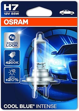 OSRAM COOL BLUE INTENSE H7, headlight bulb for halogen headlamps, xenon effect for white light, 64210CBI-01B, 12 V passenger car, single blister 1 unit