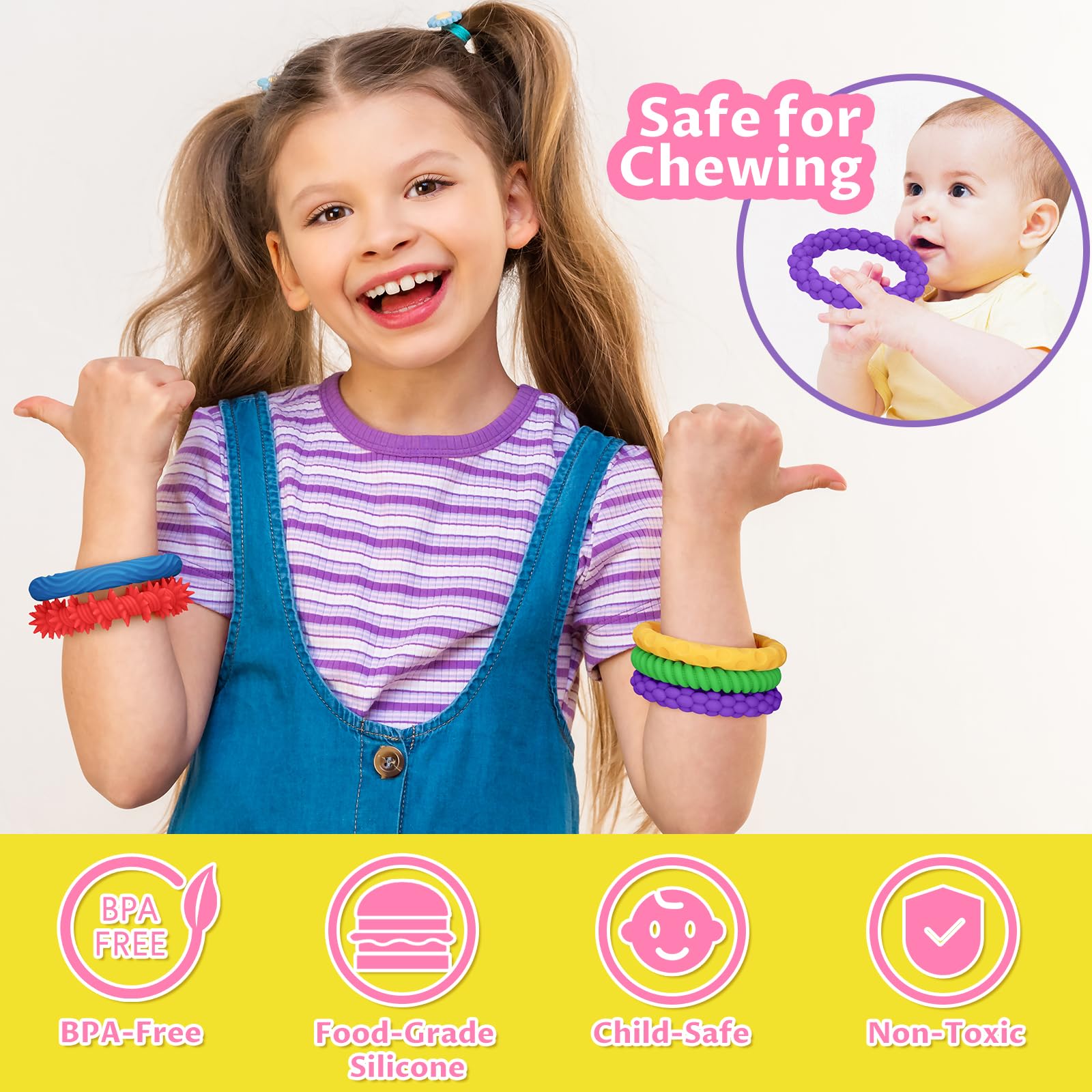 Zestaw 5 sztuk silikonowych, rozciągliwych bransoletek Fidget Toys