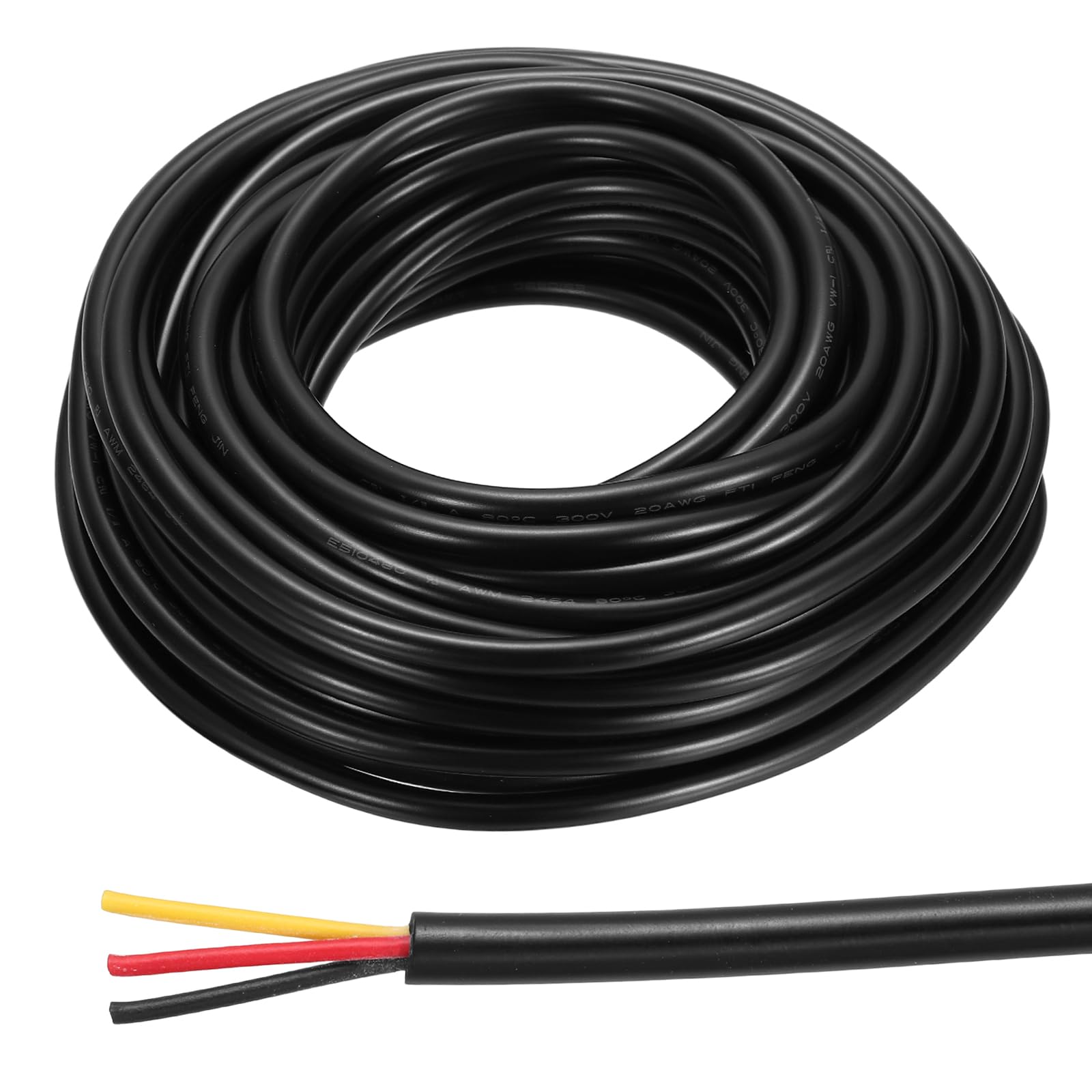 sourcing map 20AWG Electrical Wire 3 Conductors 33FT/10m Power Cable Flexible Extension Signal Signal Cable Black for LED Strips Lamps Lighting Power Supply — image 1