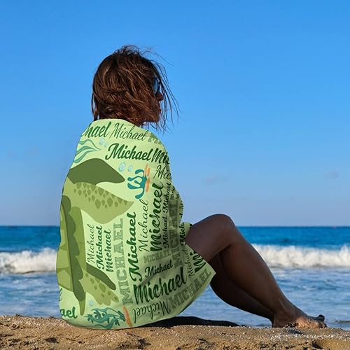 Miniatura 4 de Toallas de playa personalizadas de tortuga marina para niños y adultos, regalos personalizados con nombre, toalla de playa de microfibra de gran