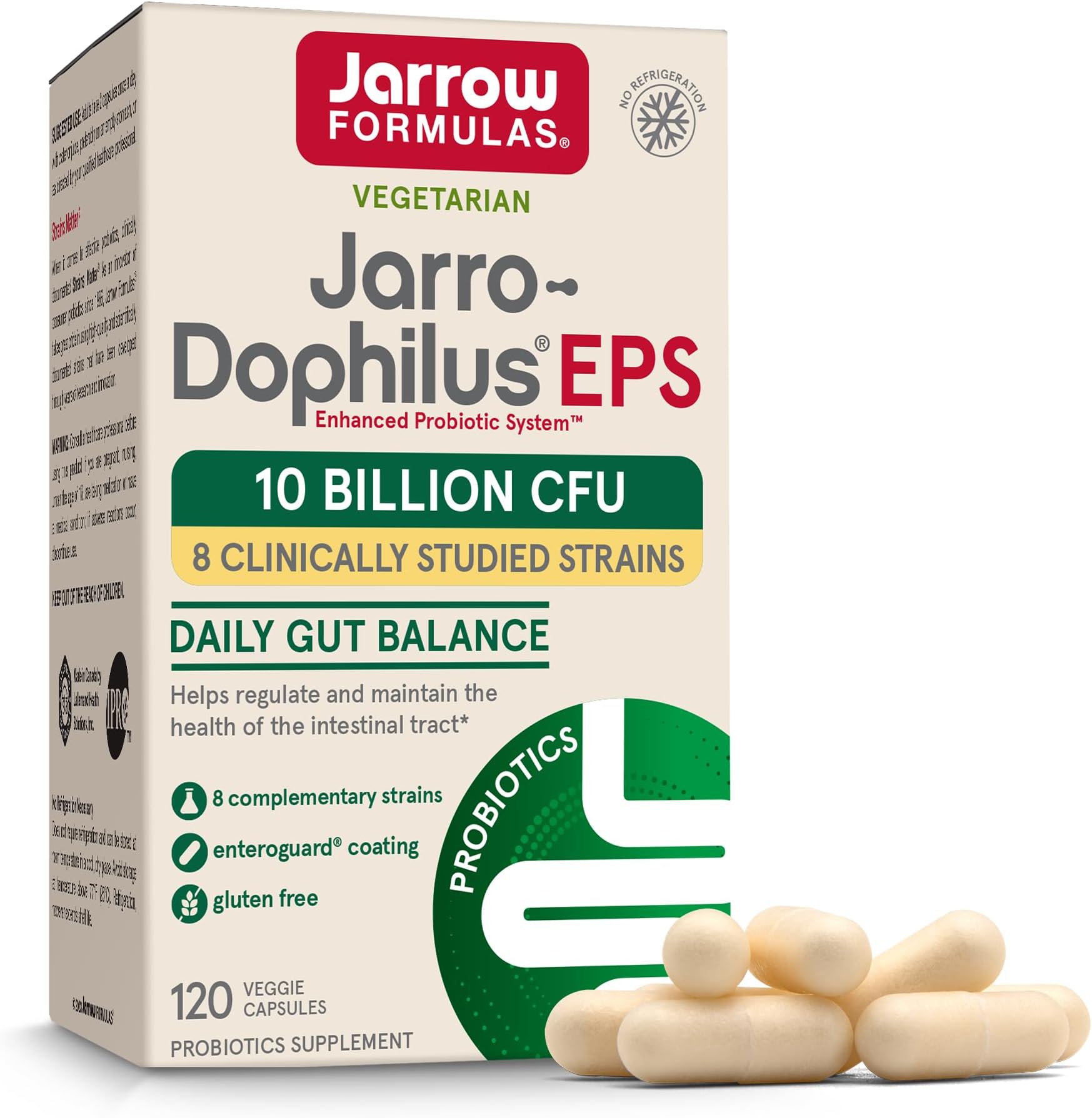Jarro-Dophilus EPS- 5Billion CFU Per Serving- Clinically Studied Multi-Strain Digestive Probiotic Supplement- Intestinal & Immune Health- Up to 120 Servings