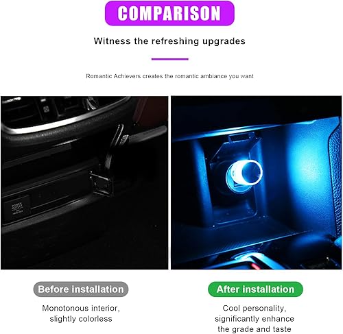 Miniatura 4 de Sylvil 4 luces LED USB para el interior del automóvil, con interfaz automotriz USB enchufable, lámparas nocturnas de carga, mini luz LED para