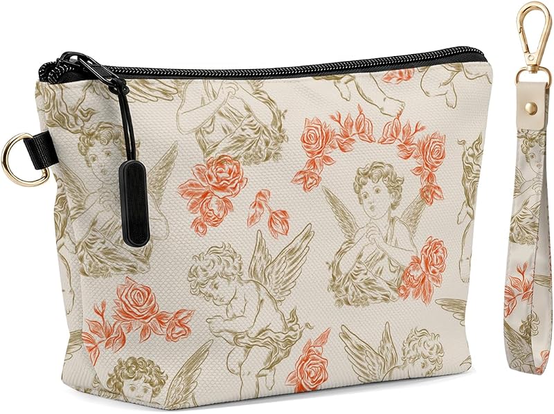 Necessaire de maquiagem Fokongna com pulseira porta-chaves, Cherub Rose, conjunto com 2