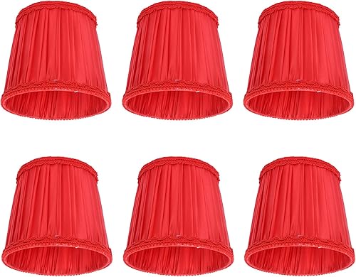 Lámpara de tela roja con clip, 6 unidades, pantalla de tela de barril, pantalla moderna, tela europea, pequeña pantalla de lámpara de escritorio,