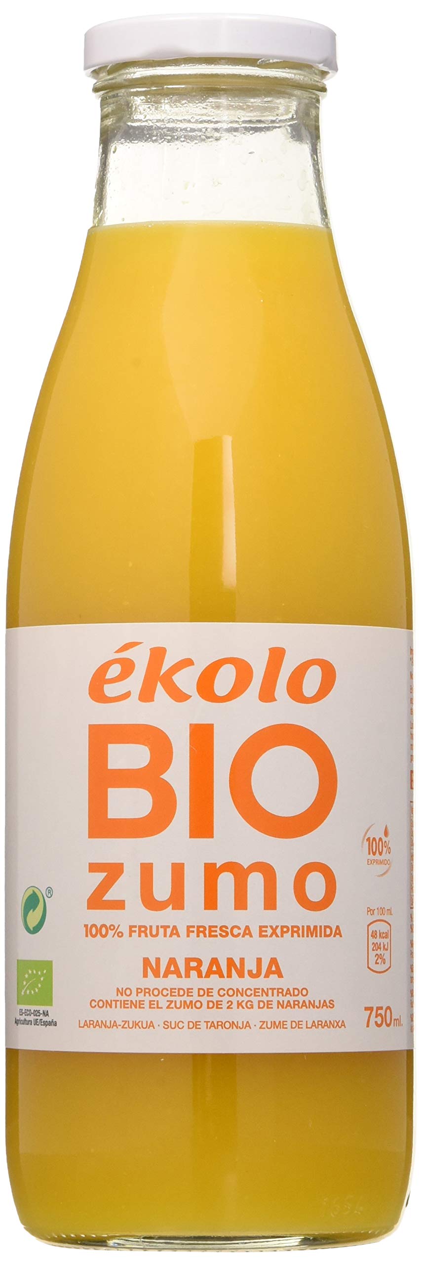 Ekolo Zumo De Naranja Ecológico, 100% Exprimido, 6 Botellas * 750Ml 4500 ml