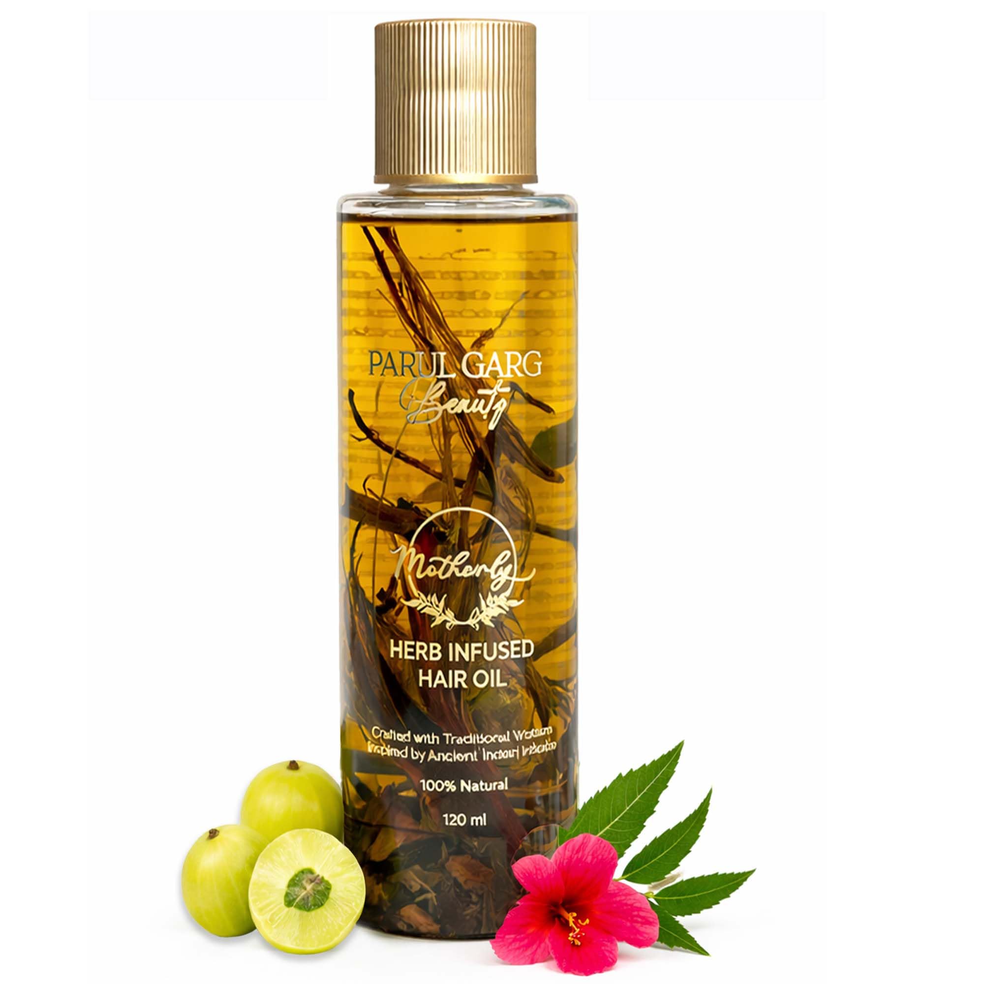 Parul Garg Beauty Motherly Herb Infused Hair Oil | Bhringraj, Amla, Brahmi & 20+ Herbs | Hair & Scalp Nourishment, Dandruff Care & Shine | Natural Hair Oil | 120ml | Made in India