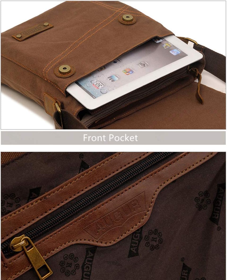 Mens Messenger Crossbody Bag Canvas Shoulder Bags Travel Casual Sling Bag Women Purse Bags for Work Business (Khaki)