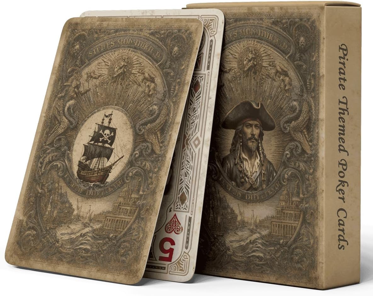 Passionate Nautical Legend Playing Cards, 54 Original Unique Illustrations, International Standard Size Suitable For Various Board Games, High-Density Blue Core Paper Material Not Easy To Deform