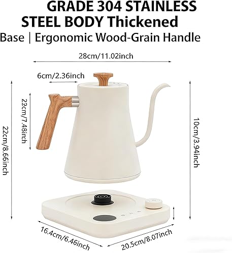 Miniatura 2 de Hervidor eléctrico de cuello de cisne, tetera eléctrica, 1200 W, hervidor de control de temperatura de acero inoxidable de 0.9 L, control de