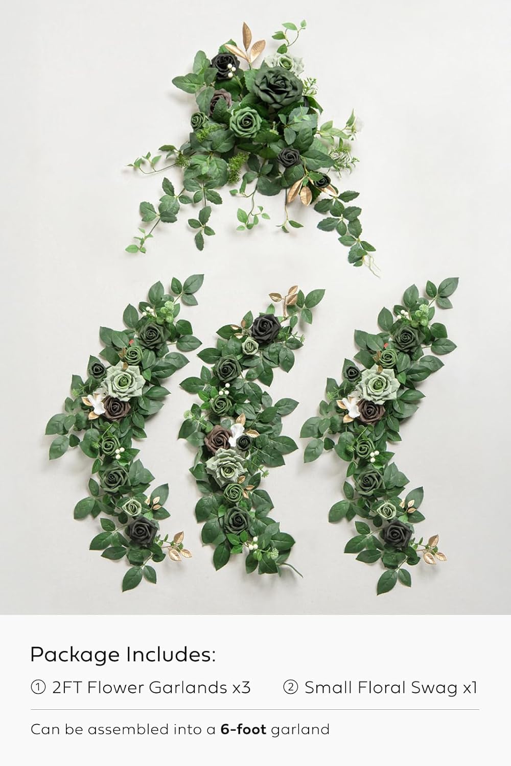 Ling's Moment Flower Garland - 6FT Eucalyptus & Greenery - Sweetheart Table Decor for Wedding Reception, Artificial Floral Garland for Mantle, Spring Garden Ceremony, Christmas Decoration, Green