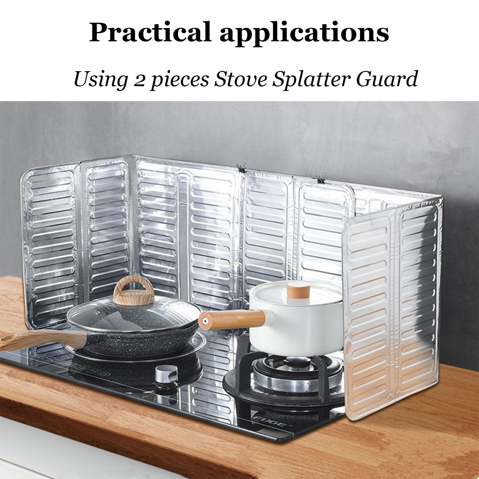 Grease Splatter Guard, 3 Sided Foldable Stove Splatter Guard Grease Shield Nonstick Oil Stove Splash Guard Backsplash Protector for Stove Frying Pan Splatter Guard