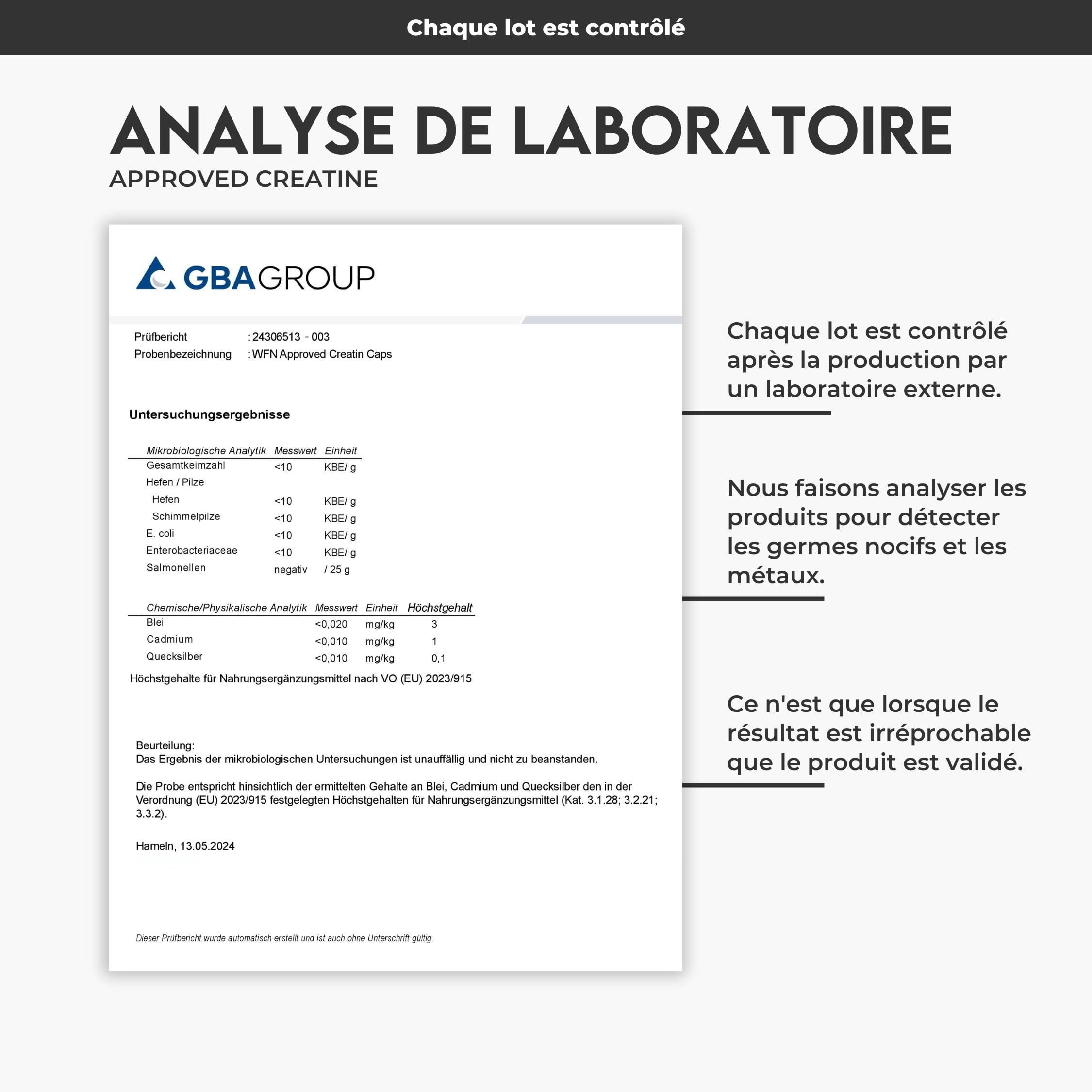 WFN Approved Creatine Capsule - Créatine Monohydrate Creapure Gelules - 180 Gélules - 60 Portions - Végétalien - Testé en Laboratoire