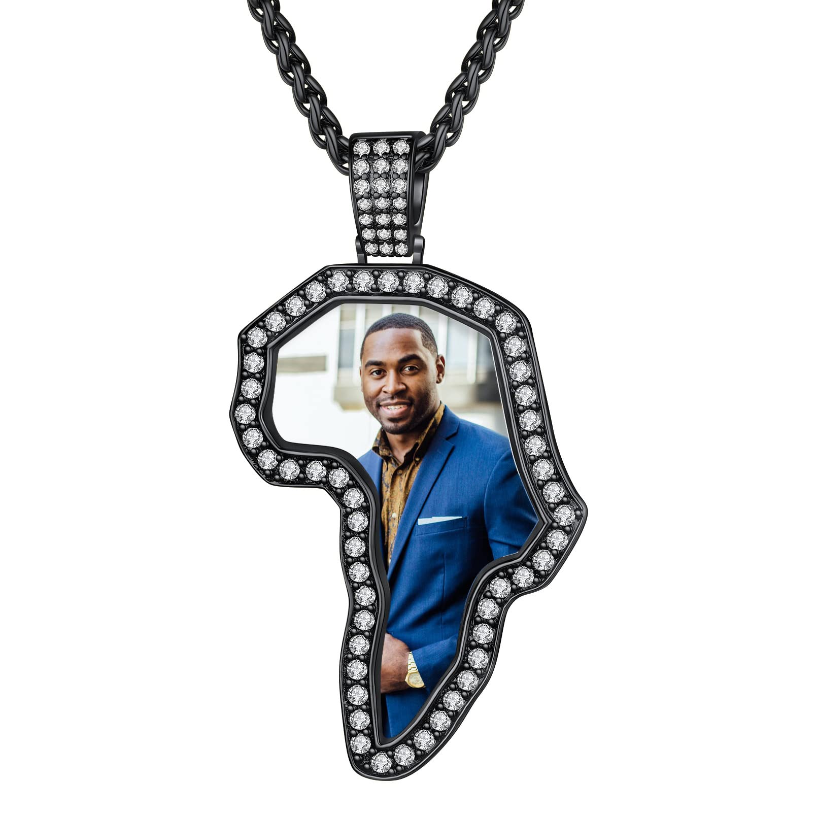 Custom4U Picture Necklace Personalized Photo Circle Chain for Men Women