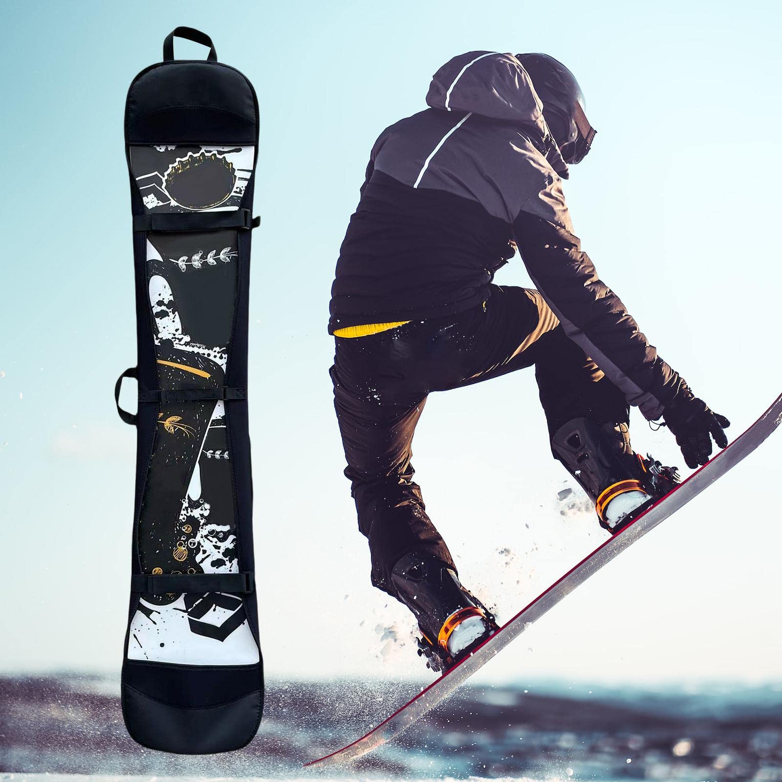 Torby na buty narciarskie Torba snowboardowa 163 cm z regulowanym uchwytem, ​​podróżna, przenośna, ochronna, do przechowywania nart torba bagażowa