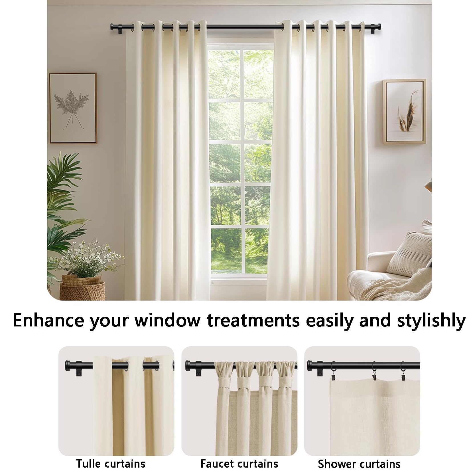 Verdunkelungs Vorhangstangen,Hochleistungs-Vorhangstange für Wohnzimmer Schlafzimmer,Einzelne Vorhangstange,Fenstervorhangstange,Gardinenstange Spleiß-Dekorationsstange(Size:28-48in)