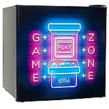 Table Top Mini Fridge with Ice Box 45 Litre Adjustable Thermostat, Door Racks & Removable Shelf, Small Drinks Fridge Gamer Design Black KTTF0E6B-1019 Game Zone Design