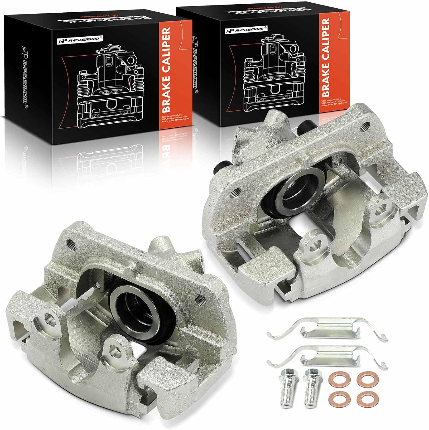 A-Premium Disc Brake Caliper Assembly with Bracket Compatible with Select BMW Models - X3 2004 2005 2006 2007 2008 2009 2010 2011, L6 3.0L, L6 2.5L - Front Driver and Passenger Side, 2-PC Set