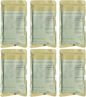 MRE (Meal-Ready-to-Eat) | Single Serving Entree | Emergency Meals | Survival Food | Fresh Dates | Long Shelf Life | Made in USA (6-Pack, Mexican Chicken Stew)