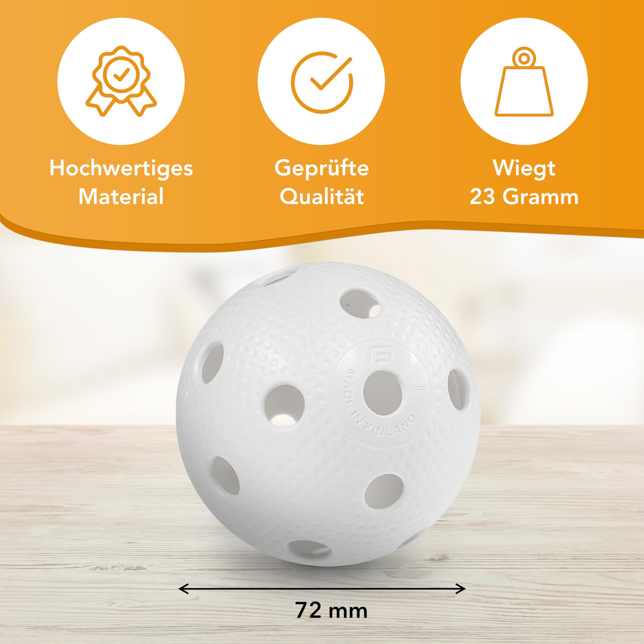 Fat Pipe Team Edition - Pallone da gioco ufficiale in plastica PE, 24 pezzi, con certificazione IFF, diametro 72 mm, colore: Bianco