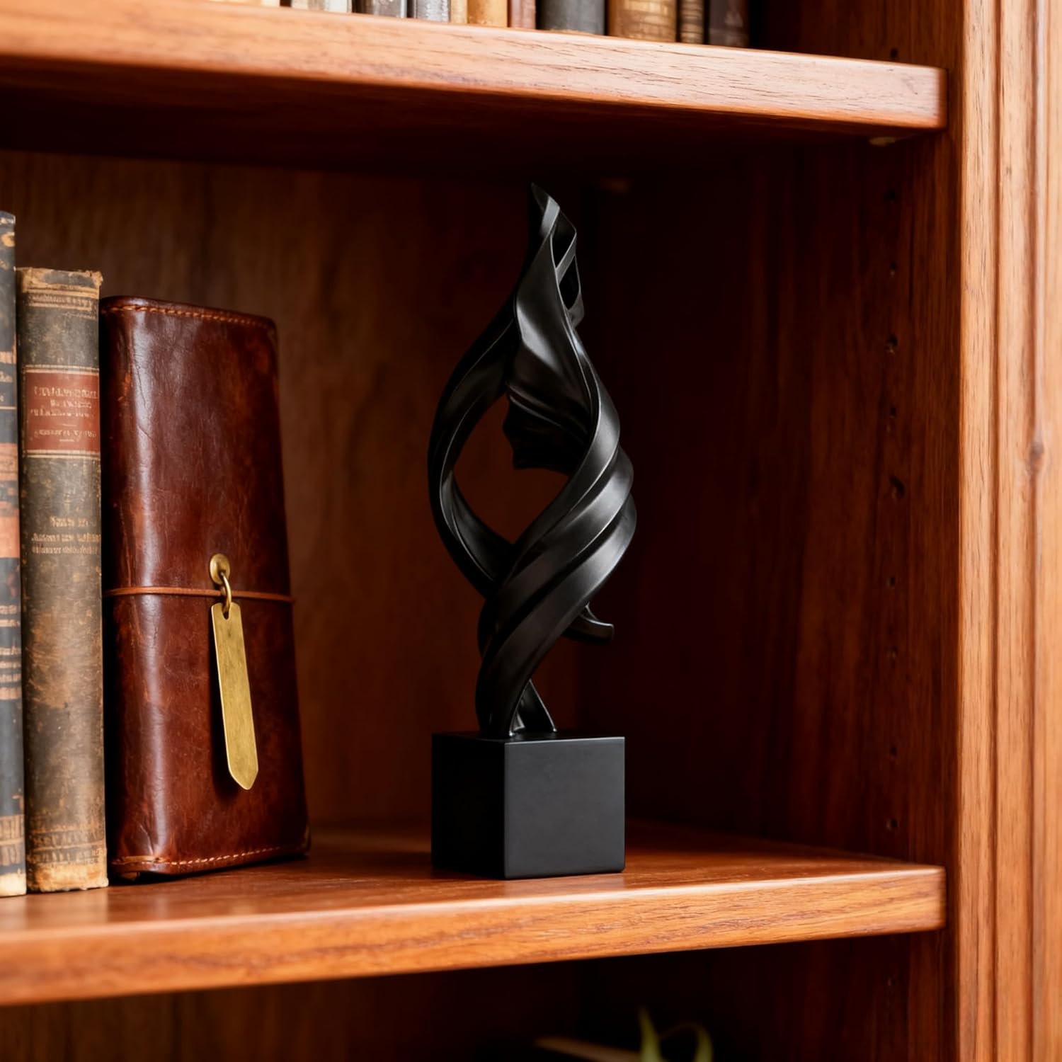 AWNR Gold Abstract Sculpture House Decor Aesthetic - Home Décor Accents for Nightstand, Shelves, Dining Room, Entryway Table, Office, Desk Accessories (Black E)