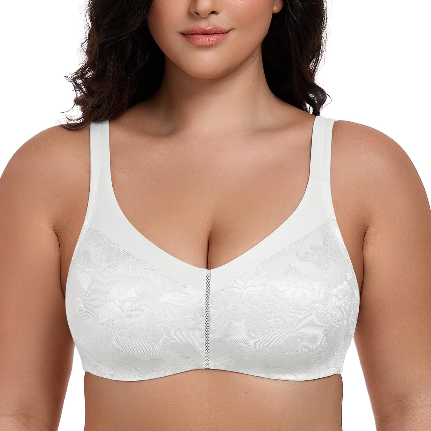 Wingslove Women's Full Coverage Minimizer Bra Wirefree Plus Size Bras Non-Padded Large Busts Comfort Straps Support