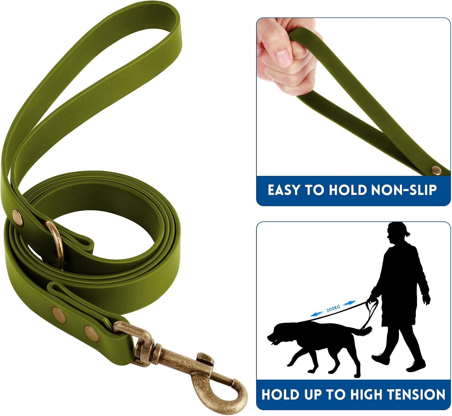 Wisedog Waterproof Dog Collar and Leash Set, Adjustable Puppy Collar with Cute Tag 6FT Dog Leash with Poop Bag for Small Medium Large Dogs (XL, Green)