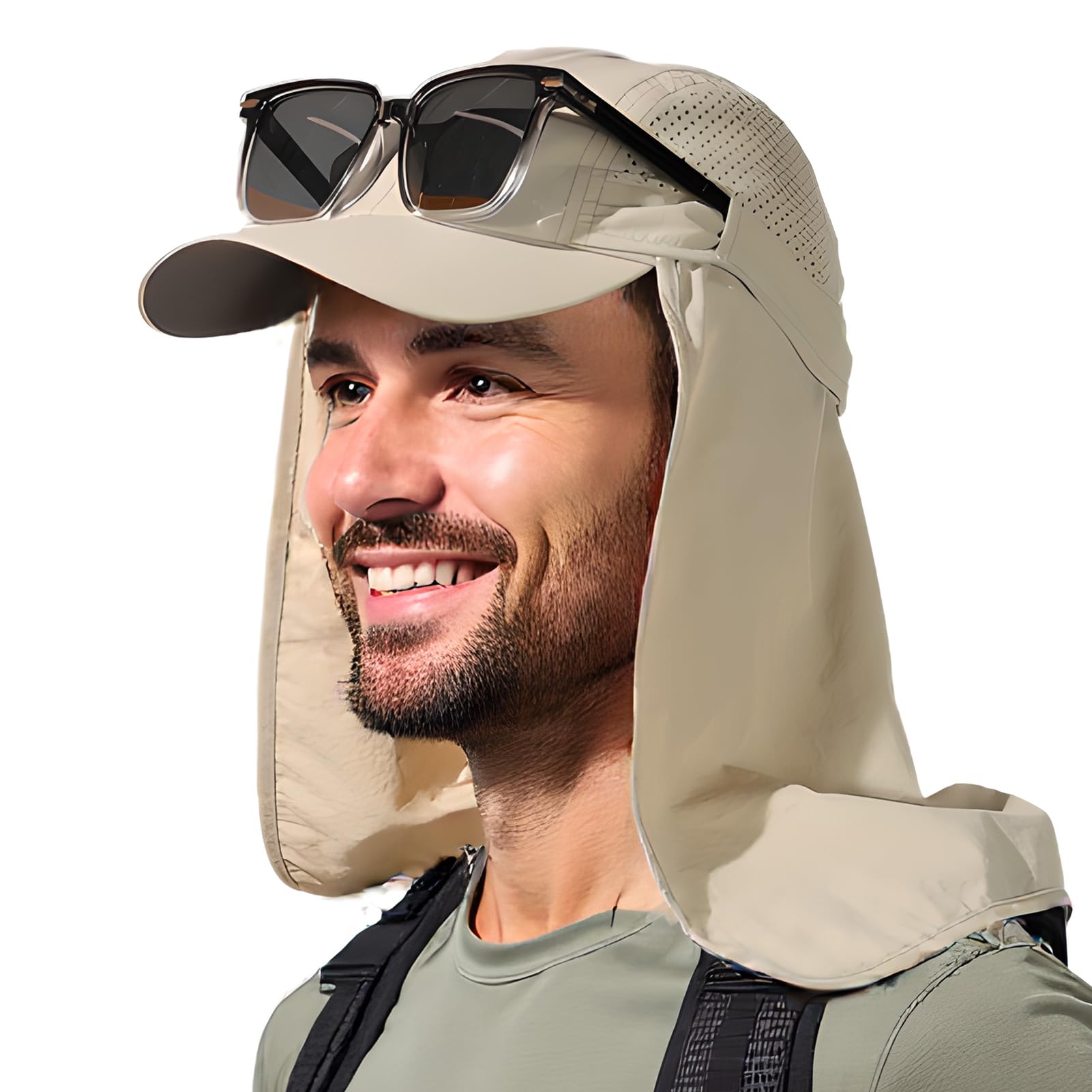 TOP-EX Casquette de baseball surdimensionnée pour homme avec rabat de cou et pare-soleil amovible pour la pêche